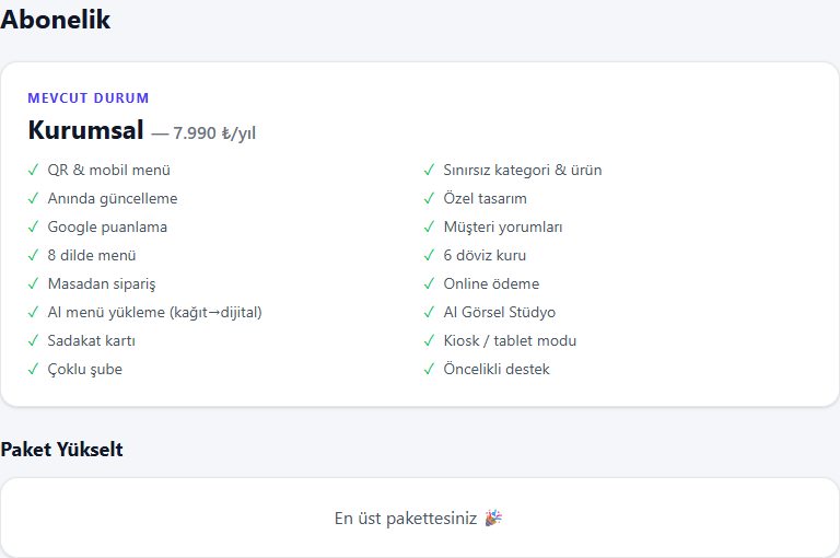 Package feature list