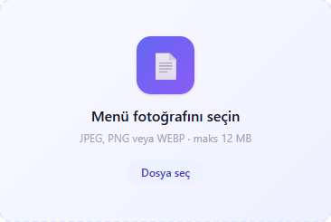 AI menu scanning screen