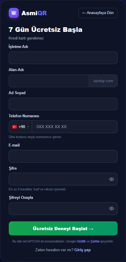 Free trial sign-up form