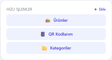 Hızlı işlemler kısayolları