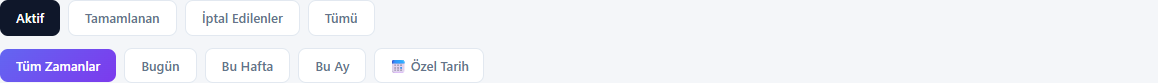 Order status and date filters