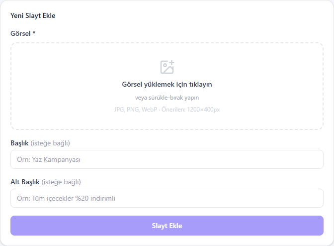 Slayt ekleme formu